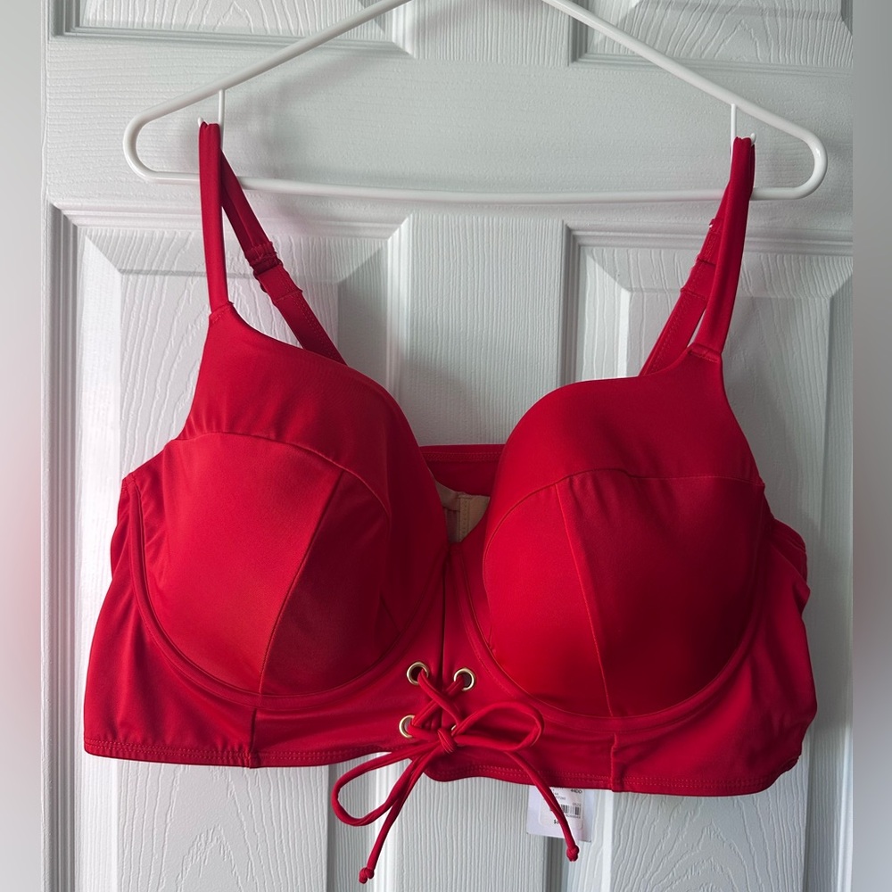 Swim by Cacique Red V-Wire Balconette Swim Top
